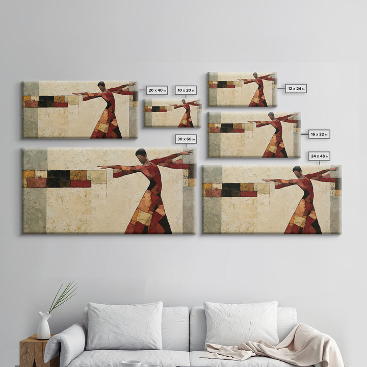 Dancer Figure Fractured into Vibrant Movement Canvas Print, Expressionist Art, Digital Wall Art, Living Room Decor, Expression, EXP-2x1-72
