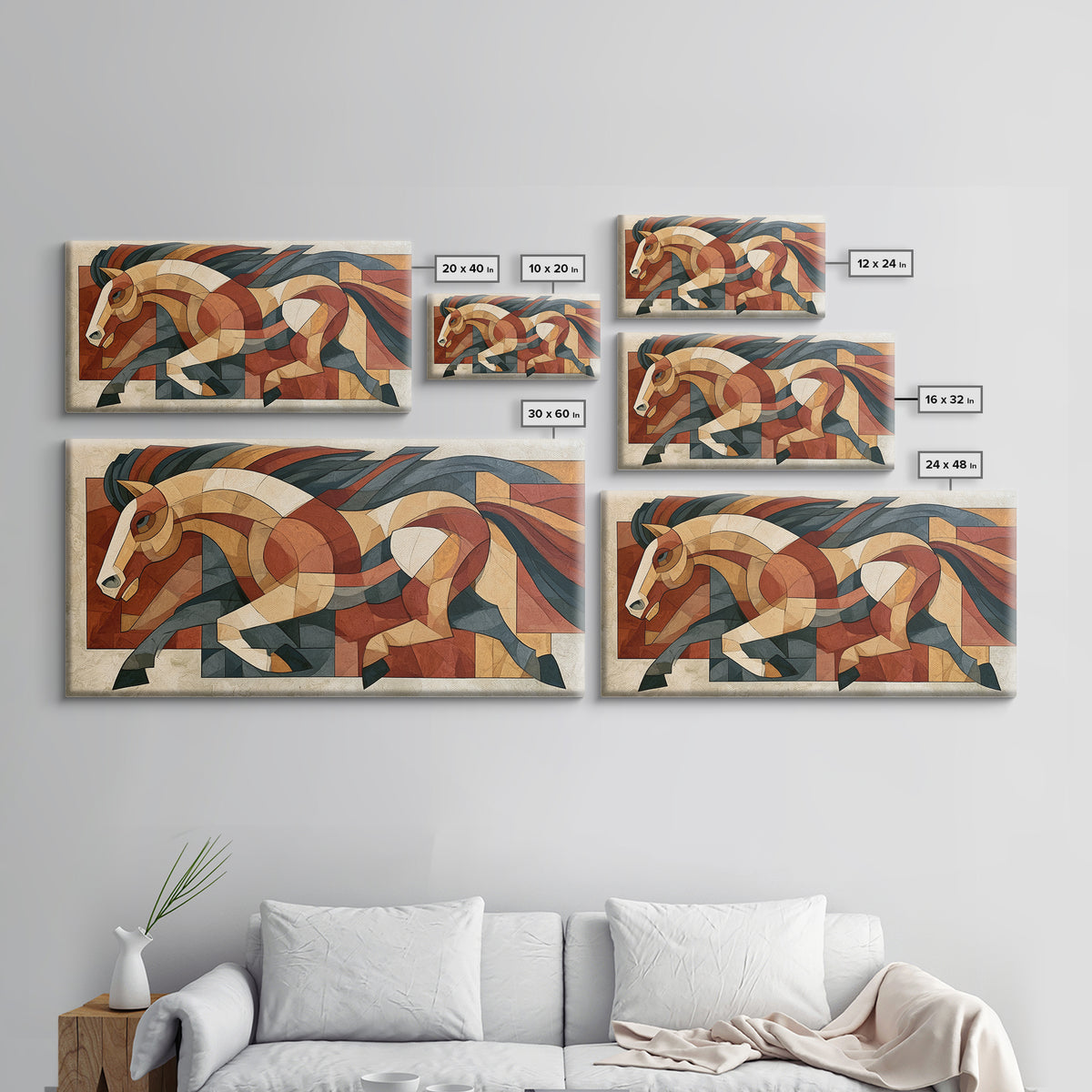 Expressionist Horse in Motion with Wild Mane Canvas Print, Expressionist Art, Painting, Living Room Decor, Fine Art, Expression, EXP-2x1-78