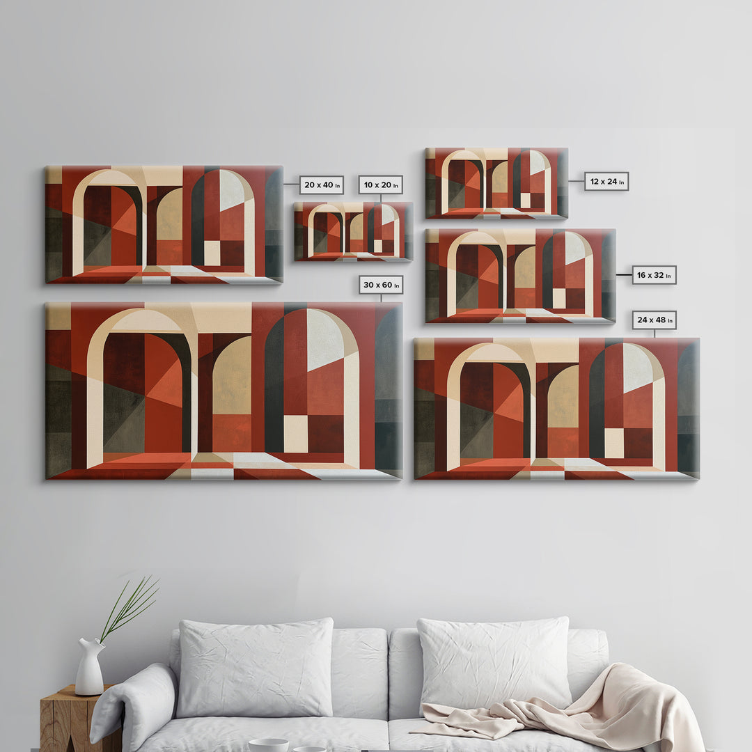 Red Room Interior Abstraction Without Realistic Furniture Canvas Print, Expressionist Art, Modern Art, Living Room Decor, EXP-2x1-87
