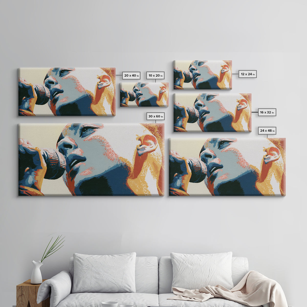 Portrait of a Singer Framed Canvas Print, Expressionist Art, Canvas Art, Living Room Decor, Expression, Moody Wall Art, EXP-2x1-88