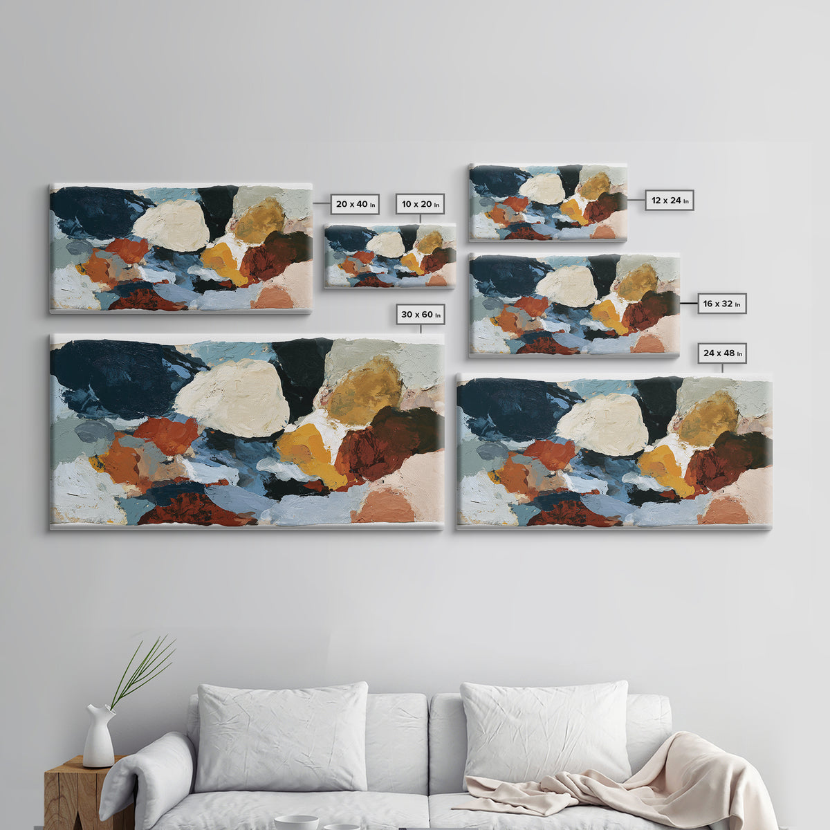 Stormy Landscape Painted Framed Canvas Print, Expressionist Art, Neutral Decor, Living Room Decor, Oil Painting, Expression, EXP-2x1-95