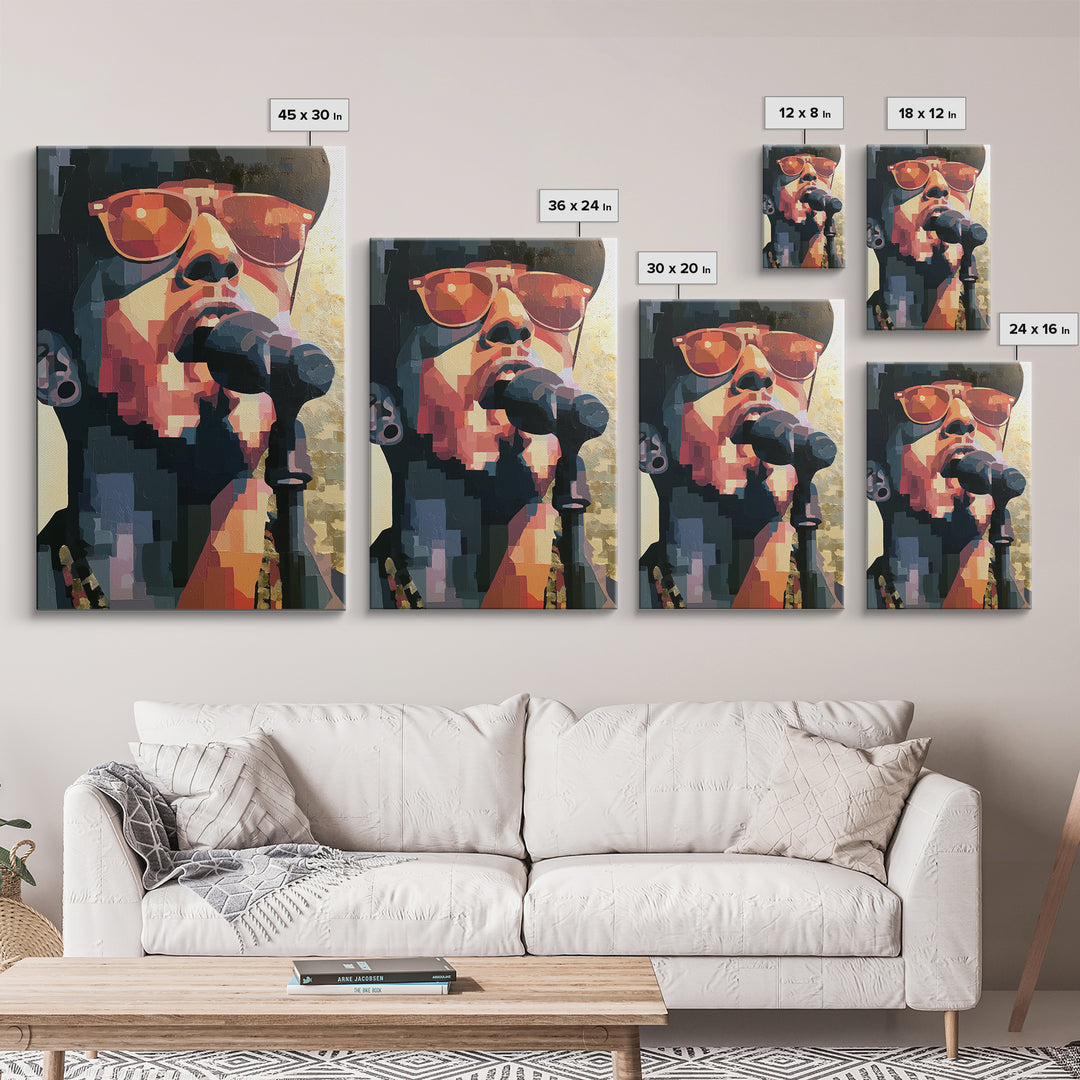 Portrait of a Singer Framed Canvas Print, Expressionist Art, Digital Prints, Living Room Decor, Oil Painting, Expression, EXP-2x3-100