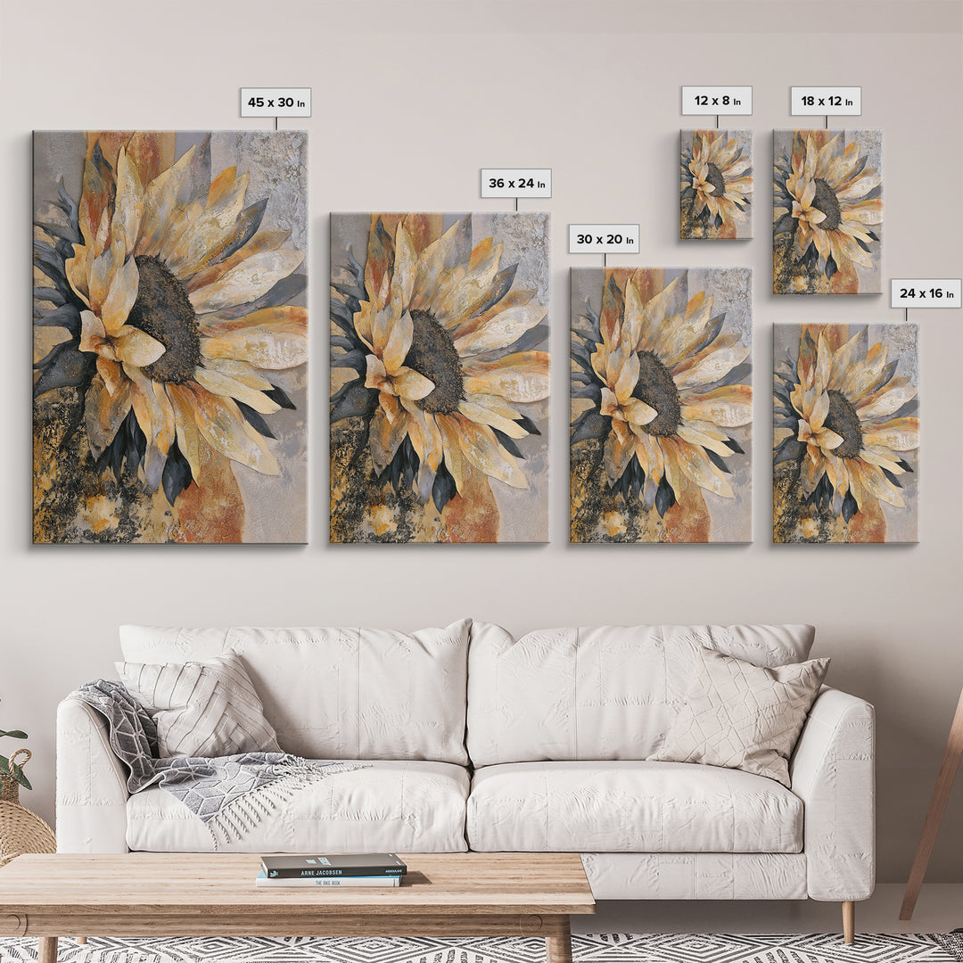 Sunflowers Twisting in Intense Painted Energy Canvas Print, Expressionist Art, Gallery Decor, Living Room Decor, Expression, EXP-2x3-16