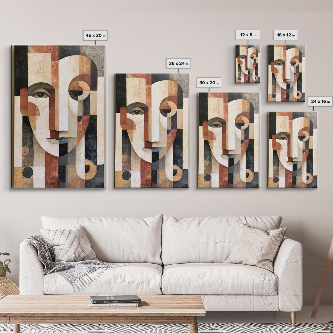 Abstract Face Split by Contrasting Emotions Canvas Print, Expressionist Art, Contemporary Art, Living Room Decor, Expression, EXP-2x3-19