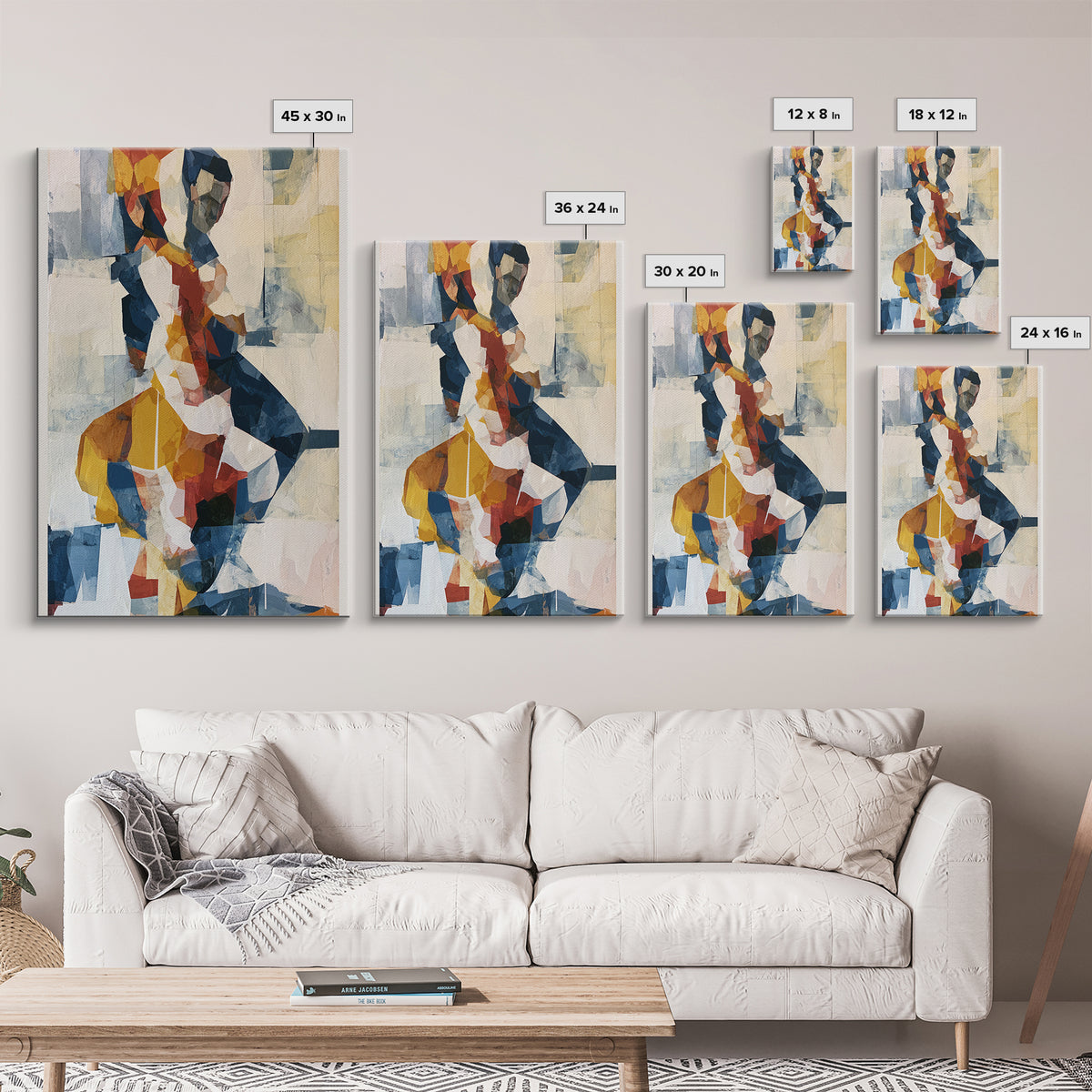 Dancer Figure Fractured into Vibrant Movement Canvas Print, Expressionist Art, Colorful Wall Art, Living Room Decor, Expression, EXP-2x3-36