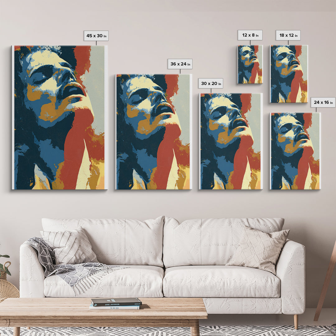 Portrait of a Singer Framed Canvas Print, Expressionist Art, Contemporary Art, Living Room Decor, Fine Art, Expression, EXP-2x3-4