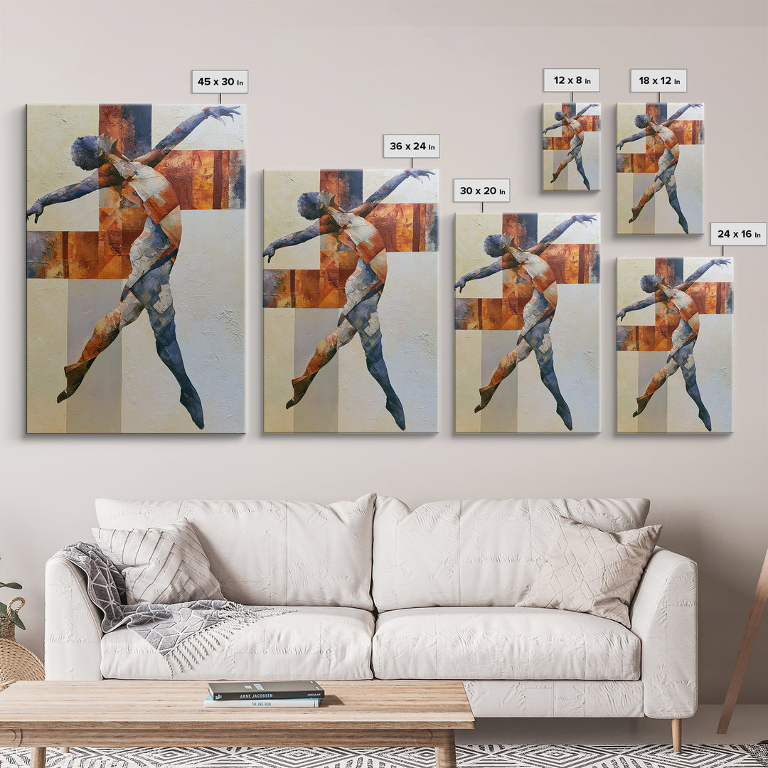 Dancer Figure Fractured into Vibrant Movement Canvas Print, Expressionist Art, Digital Wall Art, Living Room Decor, Expression, EXP-2x3-60