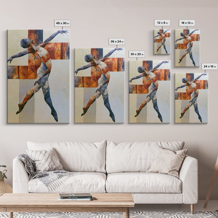Dancer Figure Fractured into Vibrant Movement Canvas Print, Expressionist Art, Digital Wall Art, Living Room Decor, Expression, EXP-2x3-60