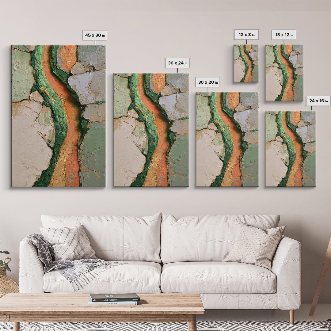 Garden Path with Thick Green and Orange Canvas Print, Expressionist Art, Canvas Art, Living Room Decor, Expression, EXP-2x3-94