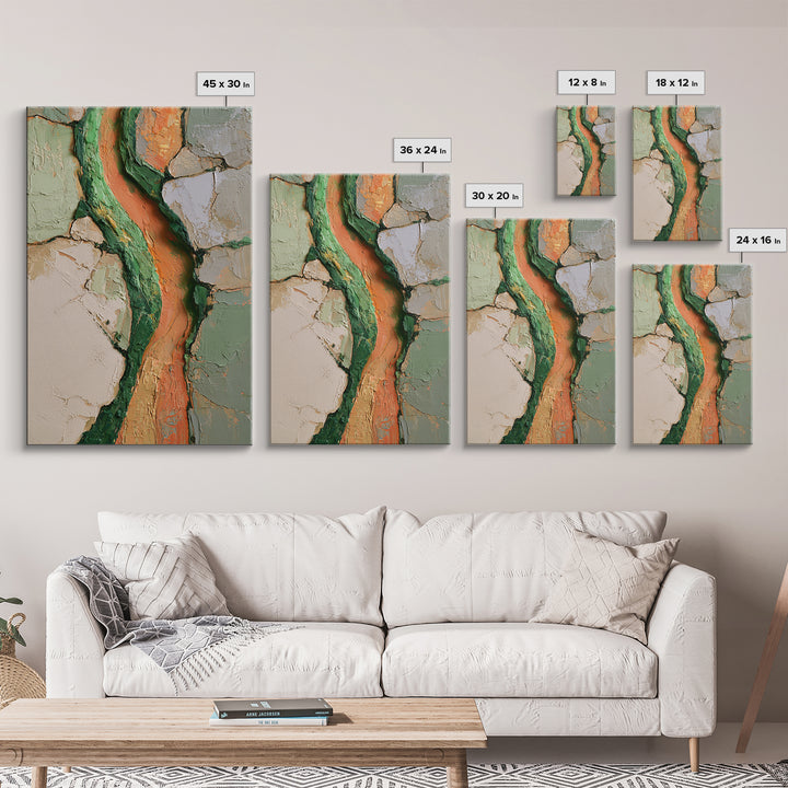 Garden Path with Thick Green and Orange Canvas Print, Expressionist Art, Canvas Art, Living Room Decor, Expression, EXP-2x3-94