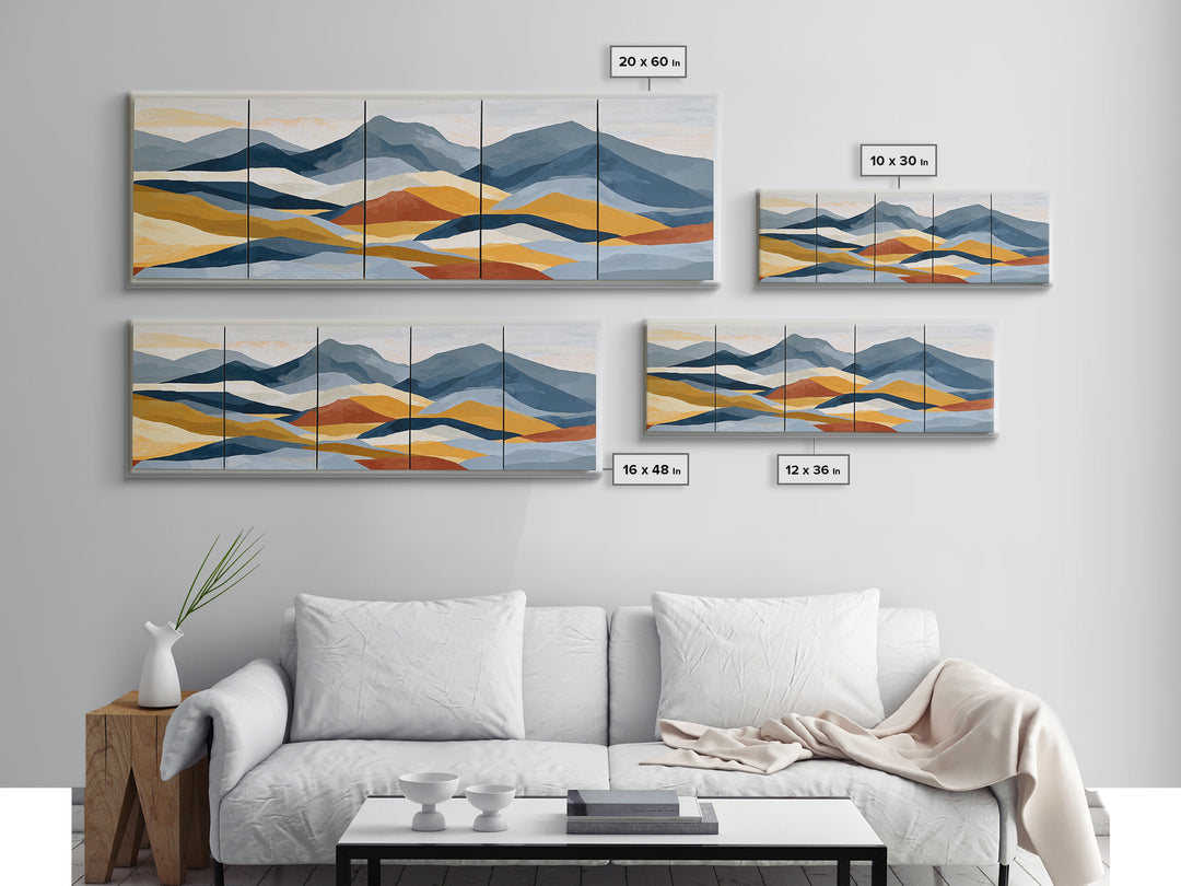 Mountain Landscape in Vibrating Color Bands Canvas Print, Expressionist Art, Boho Wall Art, Living Room Decor, Oil Painting, EXP-3x1-13