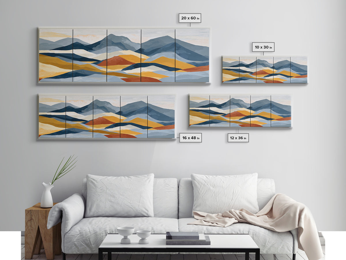 Mountain Landscape in Vibrating Color Bands Canvas Print, Expressionist Art, Boho Wall Art, Living Room Decor, Oil Painting, EXP-3x1-13
