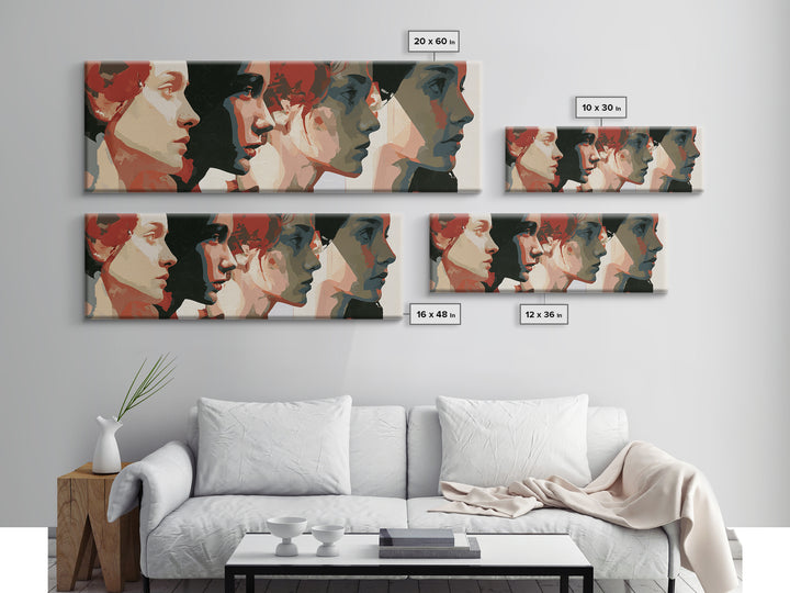 Emotional Portrait with Bold Red and Blue Framed Canvas Print, Expressionist Art, Canvas Art, Living Room Decor, Expression, EXP-3x1-18