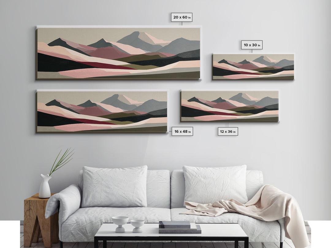 Mountain Landscape in Vibrating Color Bands Canvas Print, Expressionist Art, Gallery Wall Art, Living Room Decor, Expression, EXP-3x1-61