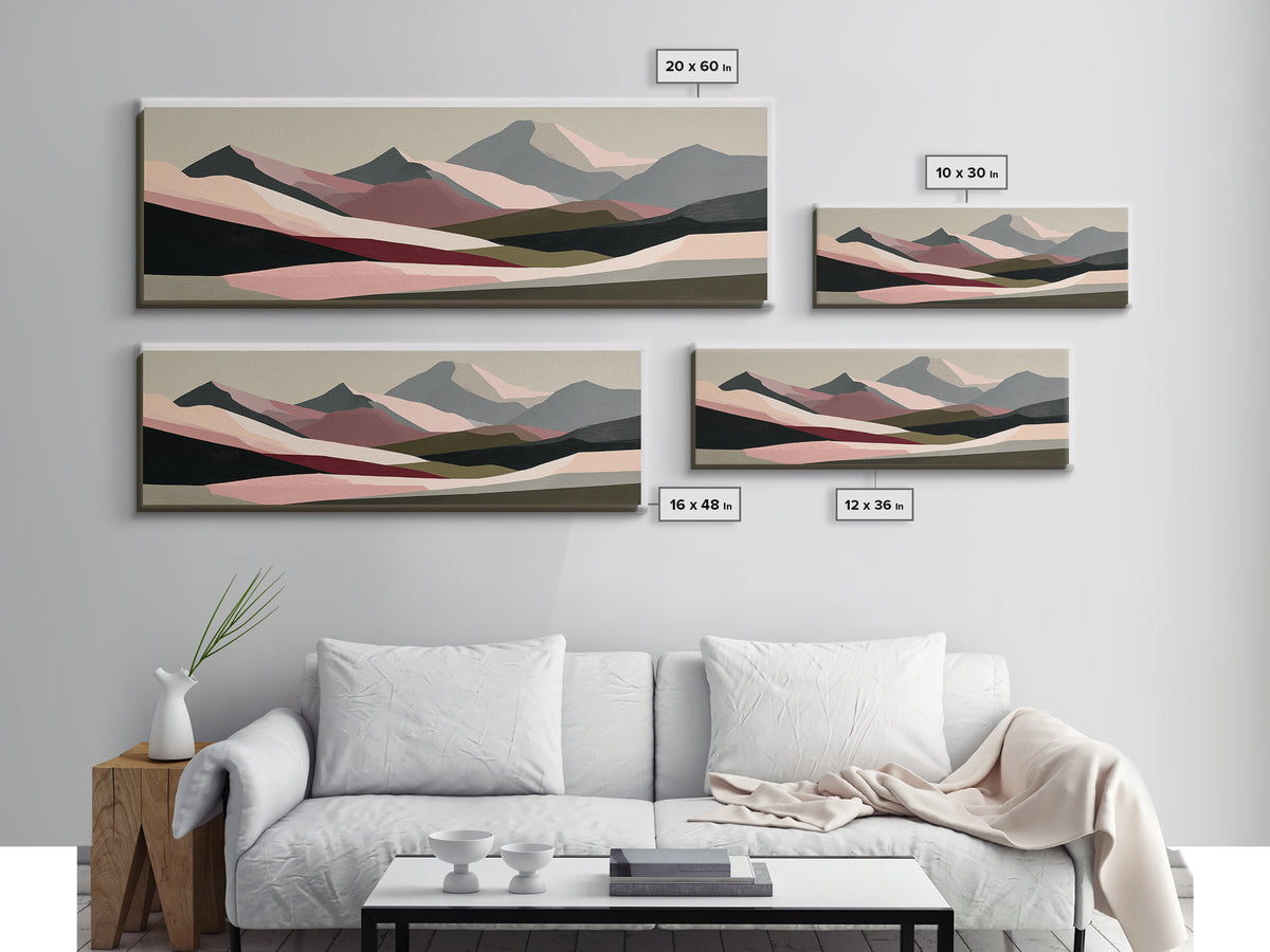 Mountain Landscape in Vibrating Color Bands Canvas Print, Expressionist Art, Gallery Wall Art, Living Room Decor, Expression, EXP-3x1-61