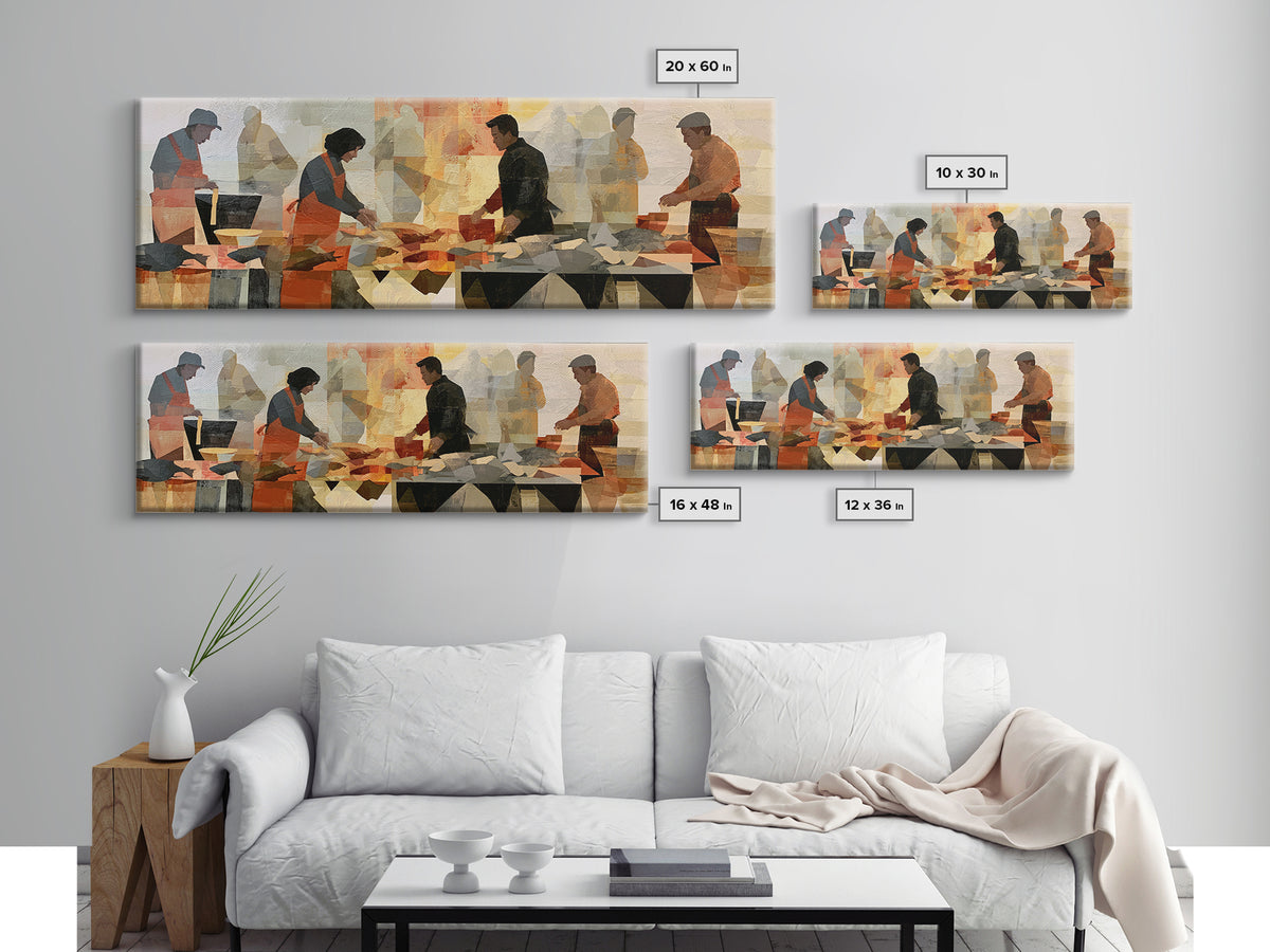 Fish Market Scene Canvas Print, Expressionist Art, Boho Decor, Living Room Decor, Fine Art, Expression, Digital Prints, EXP-3x1-62