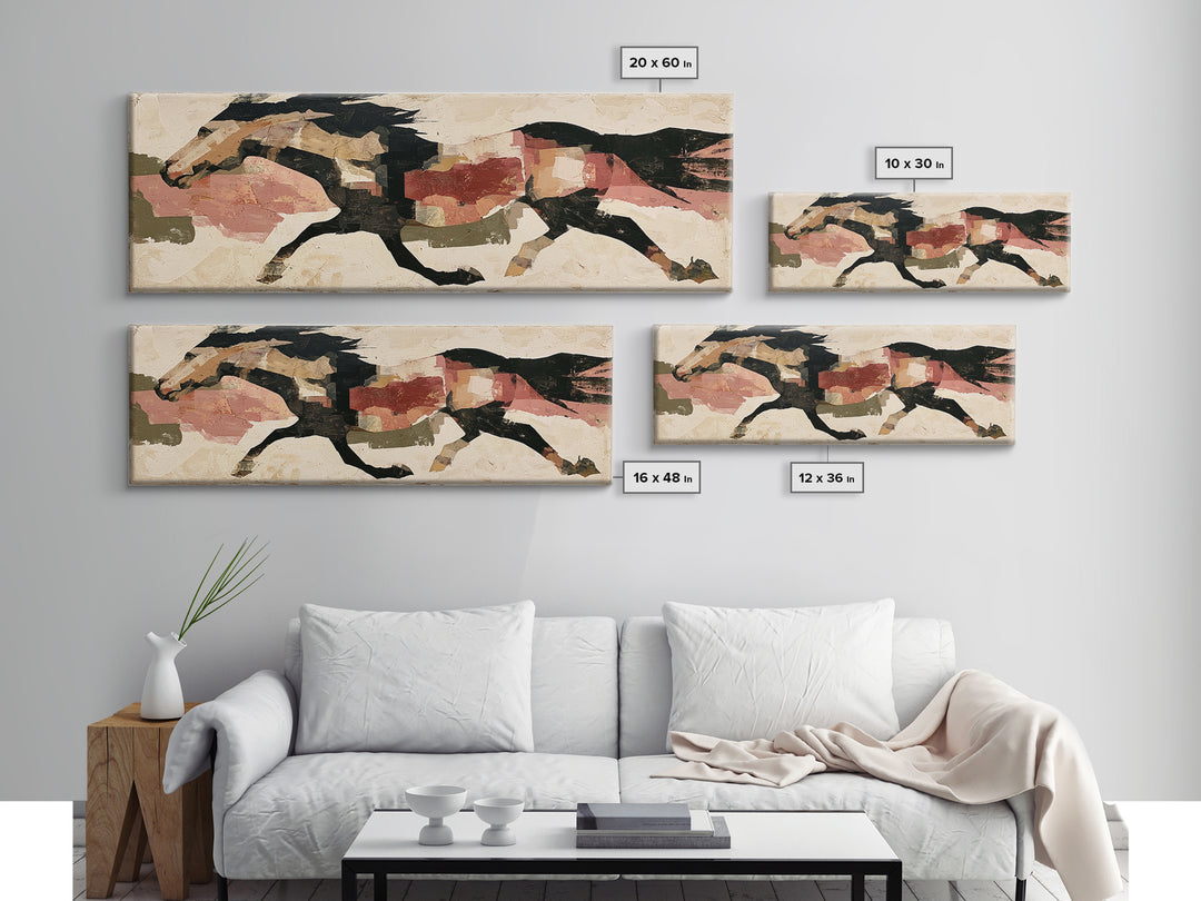 Expressionist Horse in Motion with Wild Mane Canvas Print, Expressionist Art, Modern Wall Art, Living Room Decor, Expression, EXP-3x1-74