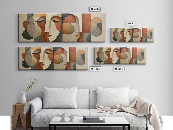 Abstract Face Split by Contrasting Emotions Canvas Print, Expressionist Art, Canvas Art, Living Room Decor, Expression, EXP-3x1-75