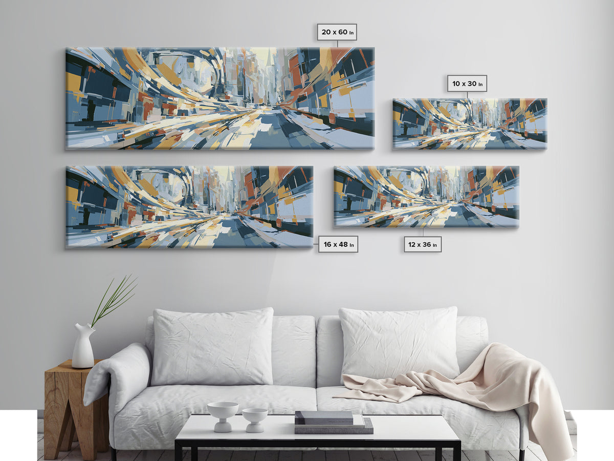 Distorted City Street Framed Canvas Print, Expressionist Art, Boho Decor, Living Room Decor, Oil Painting, Expression, EXP-3x1-89