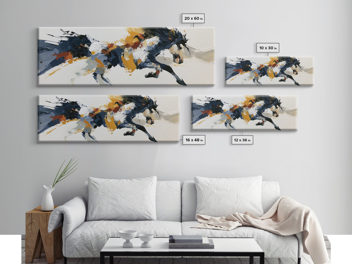Expressionist Horse in Motion with Wild Mane Canvas Print, Expressionist Art, Minimalist Wall Art, Living Room Decor, EXP-3x1-98