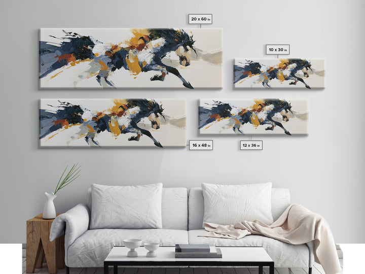 Expressionist Horse in Motion with Wild Mane Canvas Print, Expressionist Art, Minimalist Wall Art, Living Room Decor, EXP-3x1-98