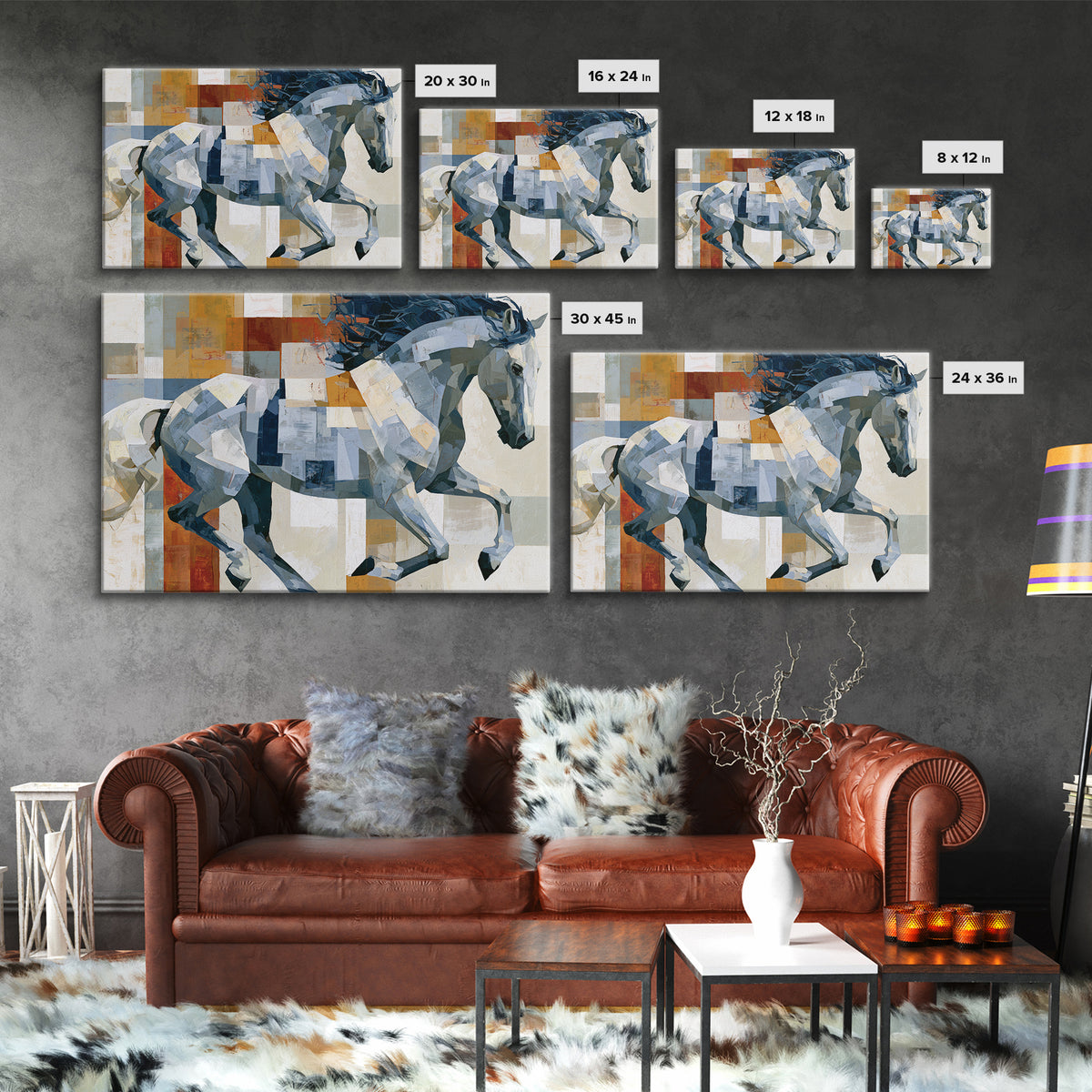 Expressionist Horse in Motion with Wild Mane Canvas Print, Expressionist Art, Abstract Art, Living Room Decor, Expression, EXP-3x2-14