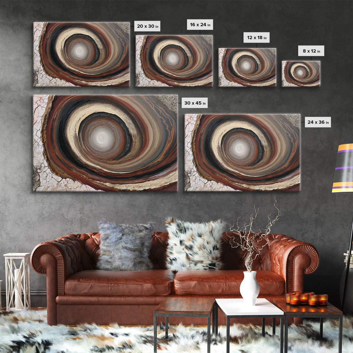 Moonlit Village with Swirling Unnatural Color Canvas Print, Expressionist Art, Abstract Painting, Living Room Decor, Expression, EXP-3x2-16