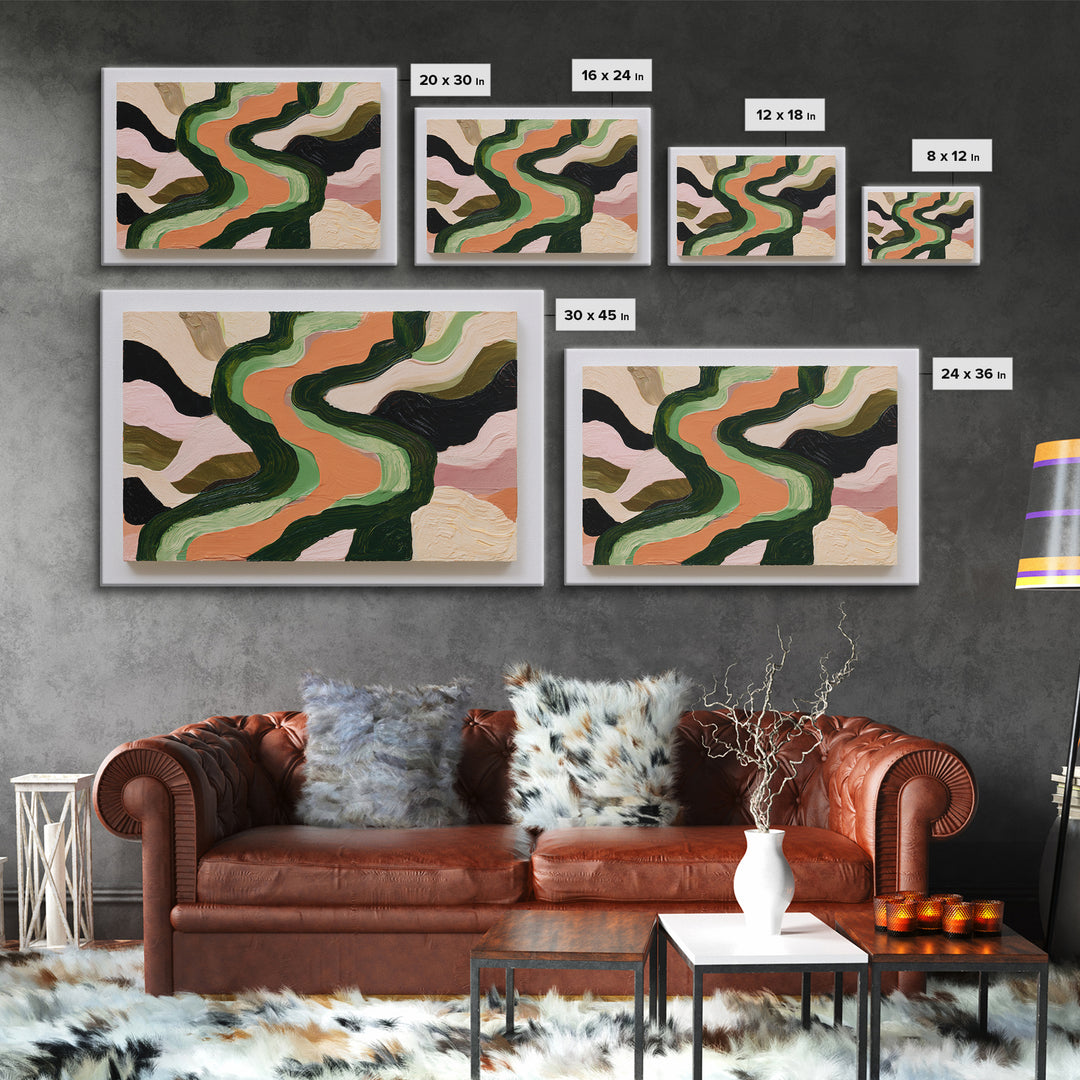 Garden Path with Thick Green and Orange Canvas Print, Expressionist Art, Canvas Art, Living Room Decor, Expression, EXP-3x2-18