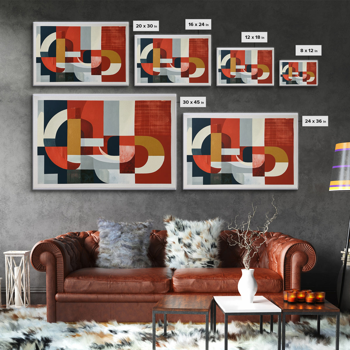 Red Room Interior Abstraction Canvas Print, Expressionist Art, Minimalist Wall Art, Living Room Decor, Expression, EXP-3x2-23