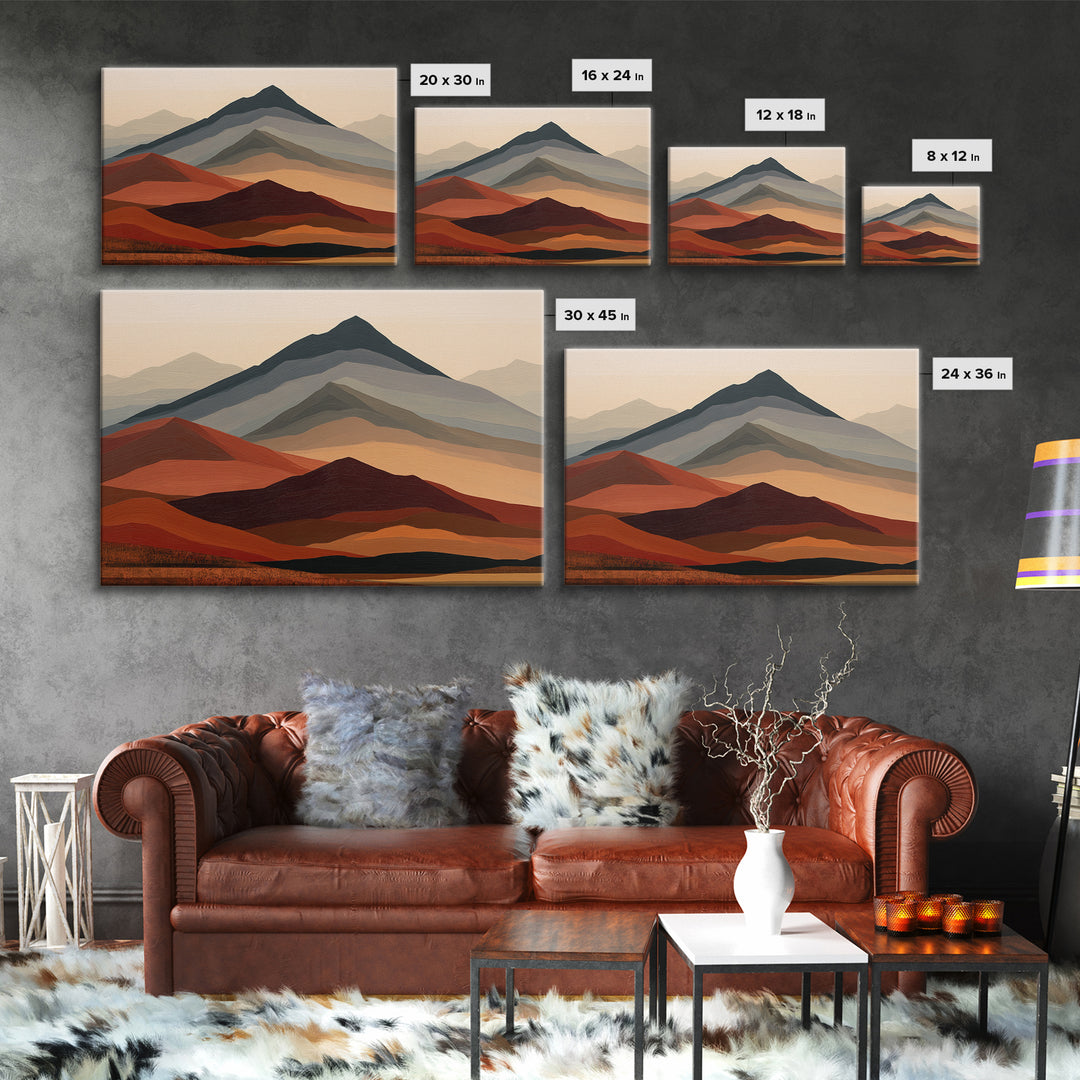 Mountain Landscape in Vibrating Color Bands Canvas Print, Expressionist Art, Moody Wall Art, Living Room Decor, Expression, EXP-3x2-25