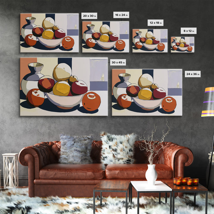 Bold Still Life of Fruit Framed Canvas Print, Expressionist Art, Gallery Decor, Living Room Decor, Fine Art, Expression, EXP-3x2-45