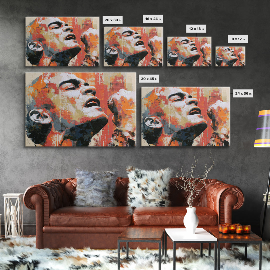 Portrait of a Singer Canvas Print, Expressionist Art, Contemporary Art, Living Room Decor, Fine Art, Expression, Original Art, EXP-3x2-72