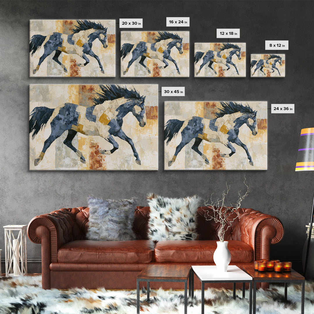 Expressionist Horse in Motion with Wild Mane Framed Canvas Print, Expressionist Art, Modern Art, Living Room Decor, Expression, EXP-3x2-86