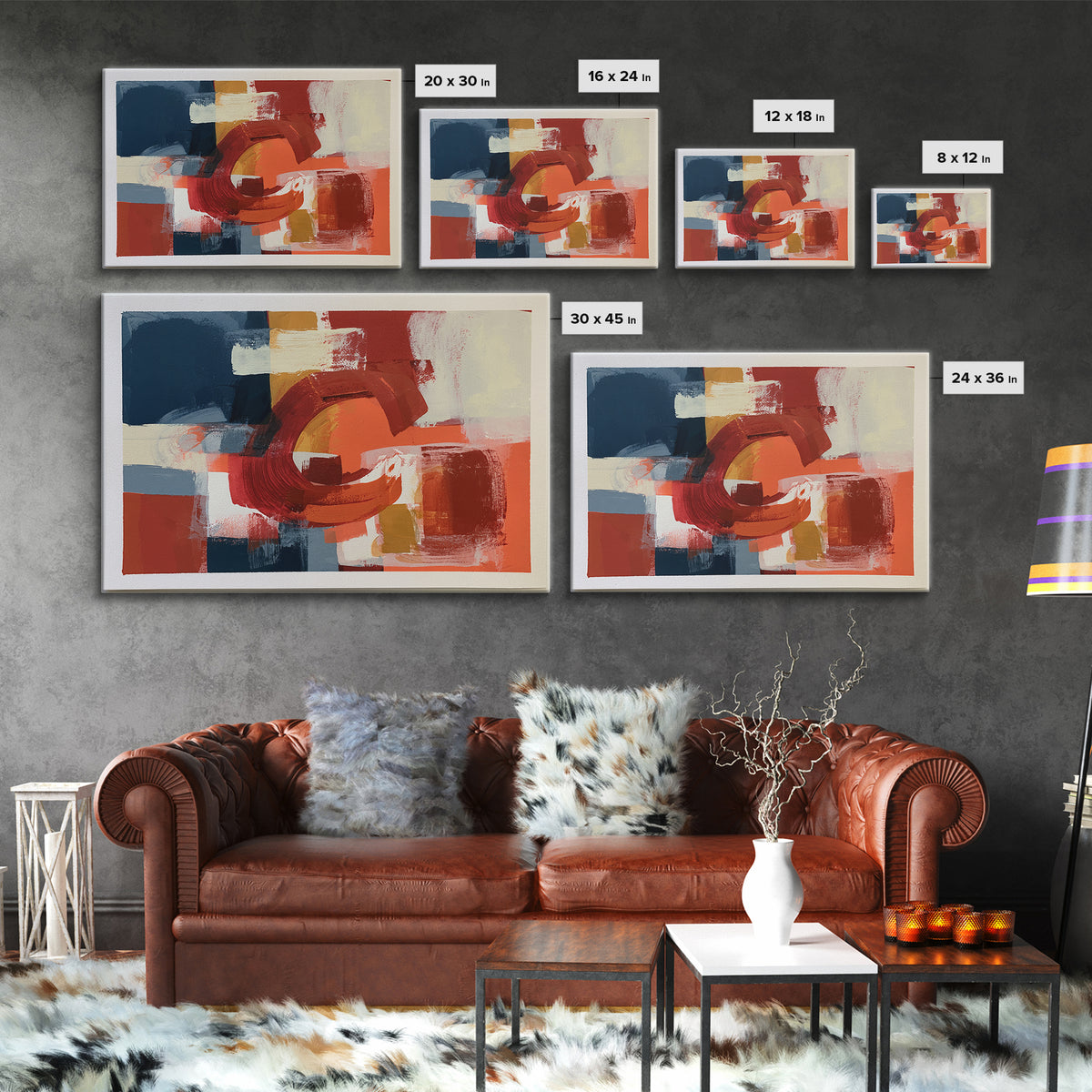 Red Room Interior Abstraction Canvas Print, Expressionist Art, Digital Wall Art, Living Room Decor, Expression, Fine Art Print, EXP-3x2-95