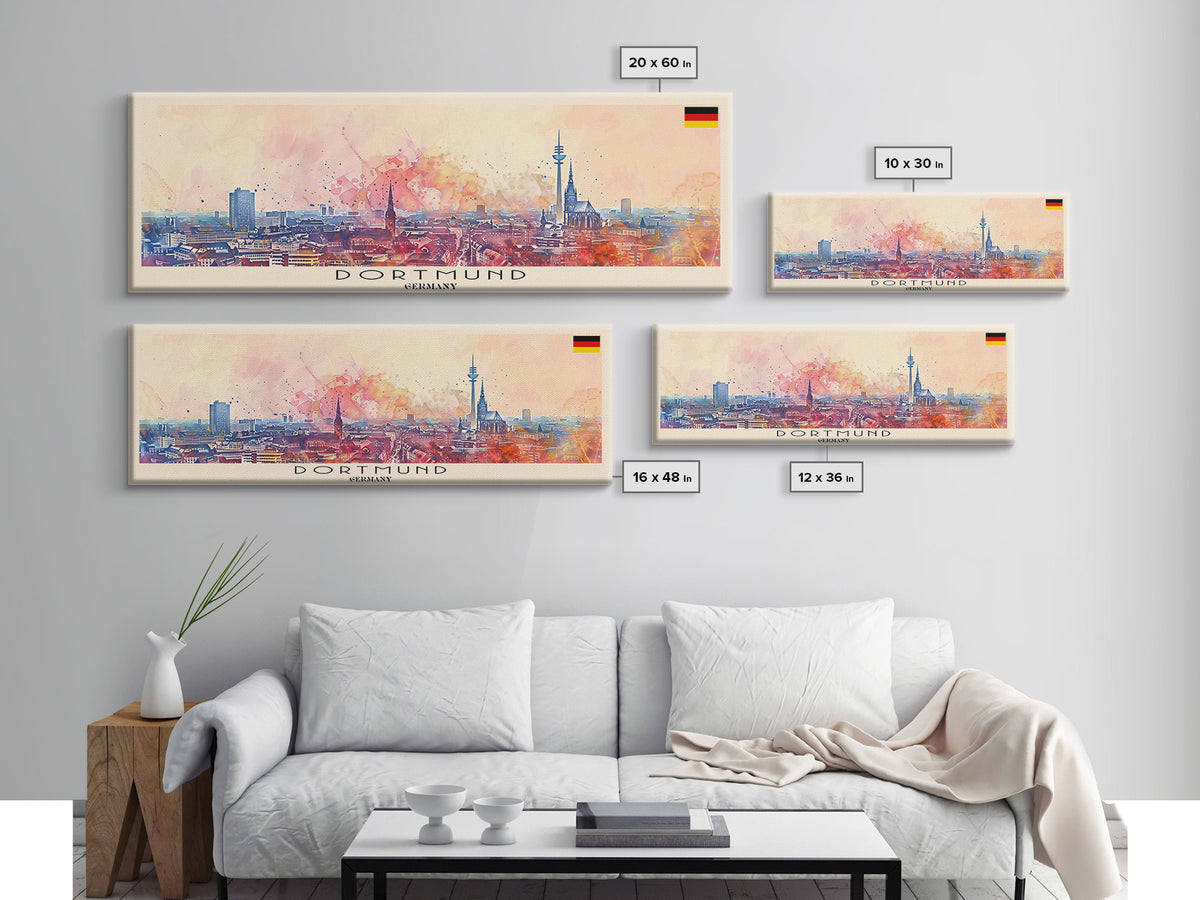 Dortmund Germany Wall Art, Panoramic Travel Poster, Panoramic Framed Canvas Print, City Wall Art, Wall Hanging Home Decor, Travel Art