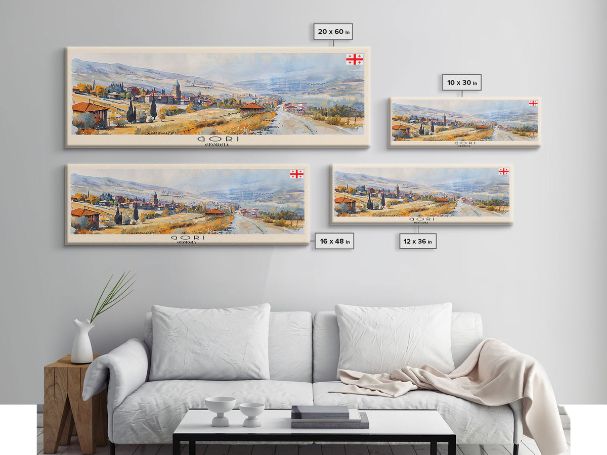Gori Georgia Travel Print Wall Art, Panoramic City Art, Travel Art, Wall Decor, Vacation Gift, Framed Canvas Print Or Metal Art