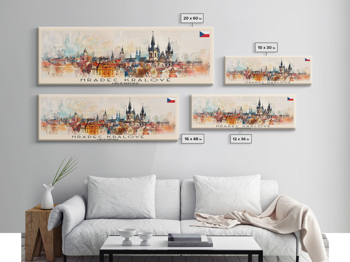 Hradec Czech Republic Travel Art, City Art, Framed Canvas Print or Metal Wall Art, Europe Travel Poster, Panoramic Wall Art, Extra Wide Wall Art