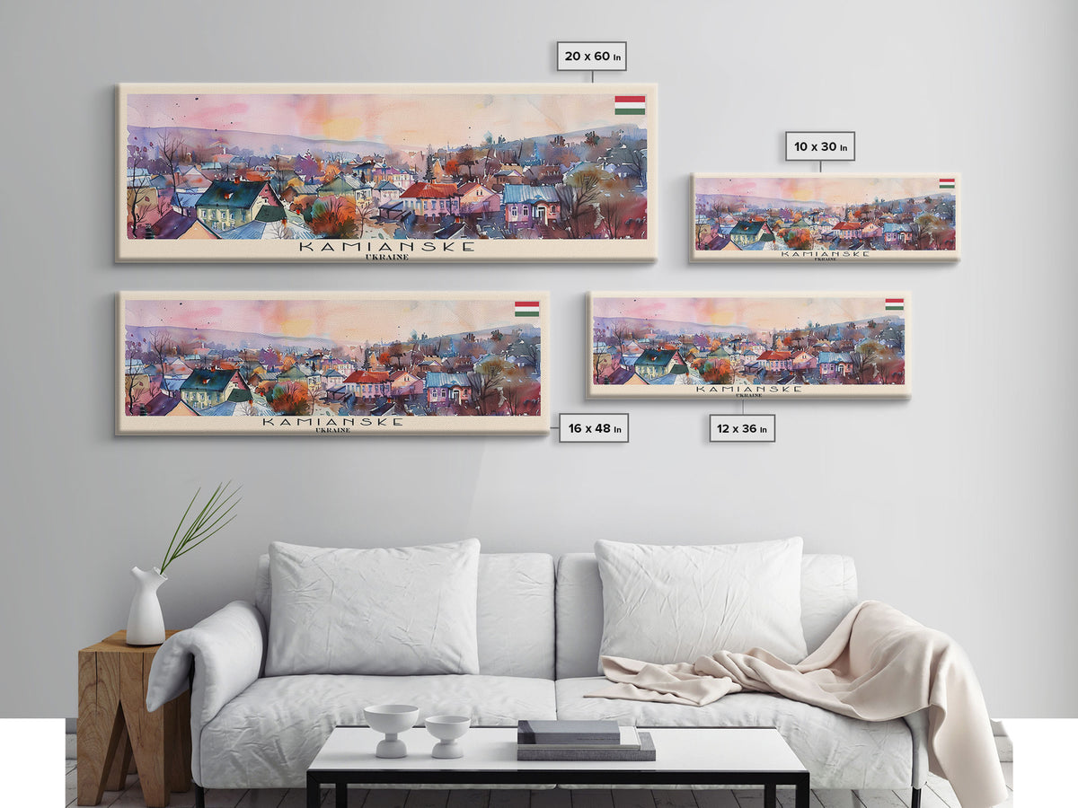 Kamianske Ukraine Wall Art, Panoramic Travel Poster, Panoramic Framed Canvas Print, City Wall Art, Wall Hanging Home Decor, Travel Art