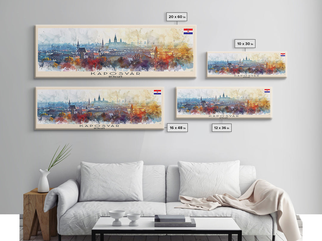 Kaposvar Hungary Travel Print Wall Art, Panoramic City Art, Travel Art, Wall Decor, Vacation Gift, Framed Canvas Print Or Metal Art