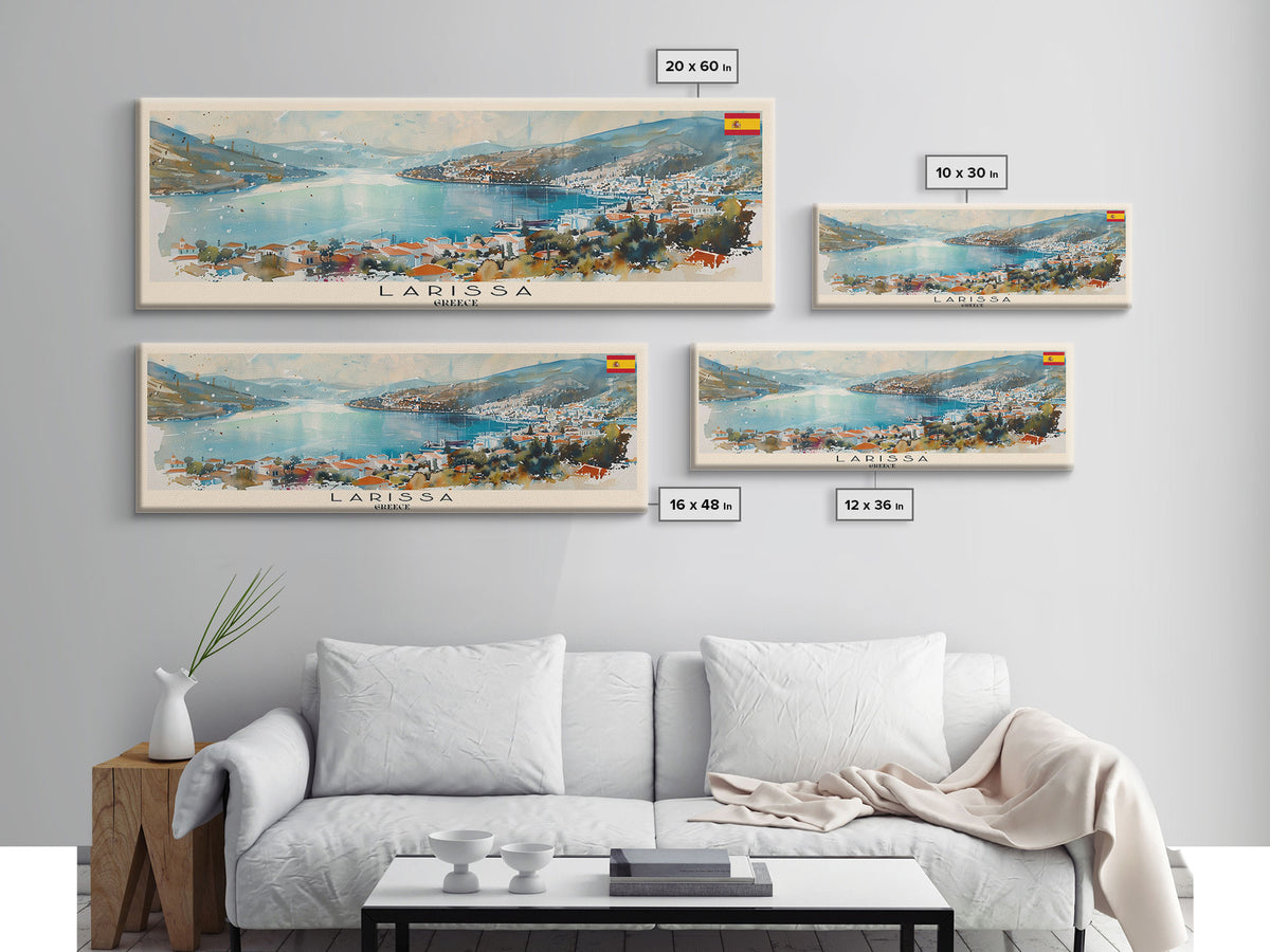 Larissa Greece Wall Art, Panoramic Travel Poster, Panoramic Framed Canvas Print, City Wall Art, Wall Hanging Home Decor, Travel Art