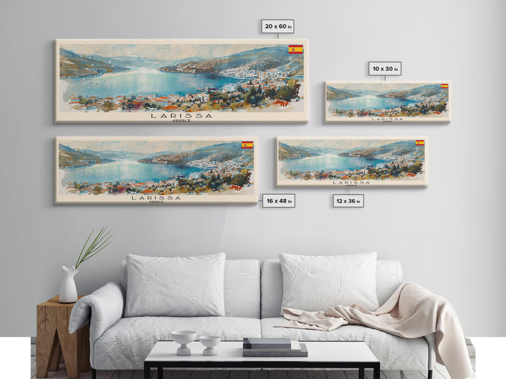 Larissa Greece Wall Art, Panoramic Travel Poster, Panoramic Framed Canvas Print, City Wall Art, Wall Hanging Home Decor, Travel Art