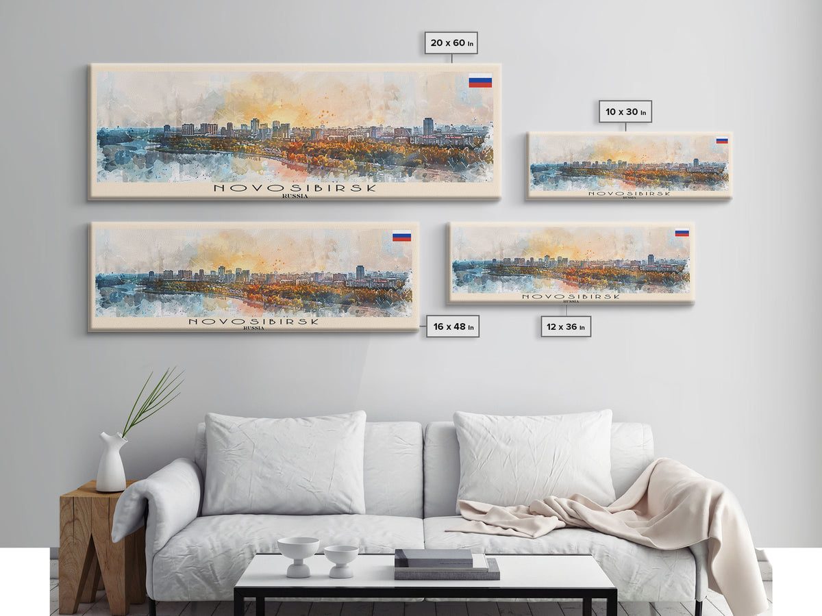 Novosibirsk Russia Travel Print Wall Art, Panoramic City Art, Travel Art, Wall Decor, Vacation Gift, Framed Canvas Print Or Metal Art