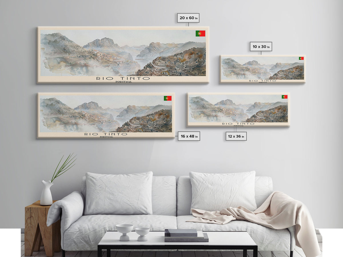 Rio Tinto Panoramic Travel Poster, Framed Canvas Print or Metal Wall Art, Travel Art, Home Decor, Panoramic Painting, Midcentury Art