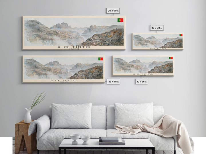 Rio Tinto Panoramic Travel Poster, Framed Canvas Print or Metal Wall Art, Travel Art, Home Decor, Panoramic Painting, Midcentury Art