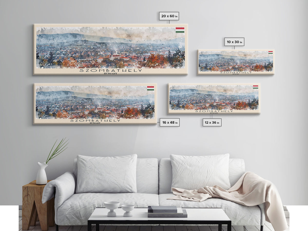 Szombathely Hungary Travel Print Wall Art, Panoramic City Art, Travel Art, Wall Decor, Vacation Gift, Framed Canvas Print Or Metal Art