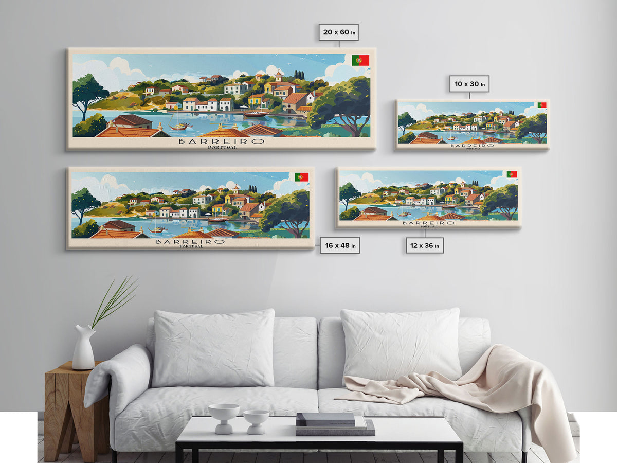 Barreiro Portugal Travel Print Wall Art, Panoramic City Art, Travel Art, Wall Decor, Vacation Gift, Framed Canvas Print Or Metal Art