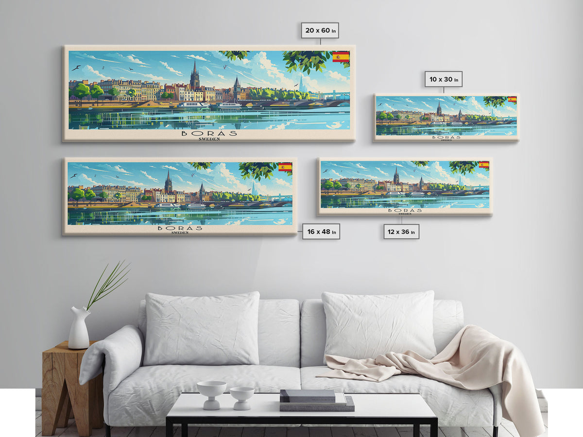 Borås Sweden Travel Art, City Art, Framed Canvas Print or Metal Wall Art, Europe Travel Poster, Panoramic Wall Art, Extra Wide Wall Art