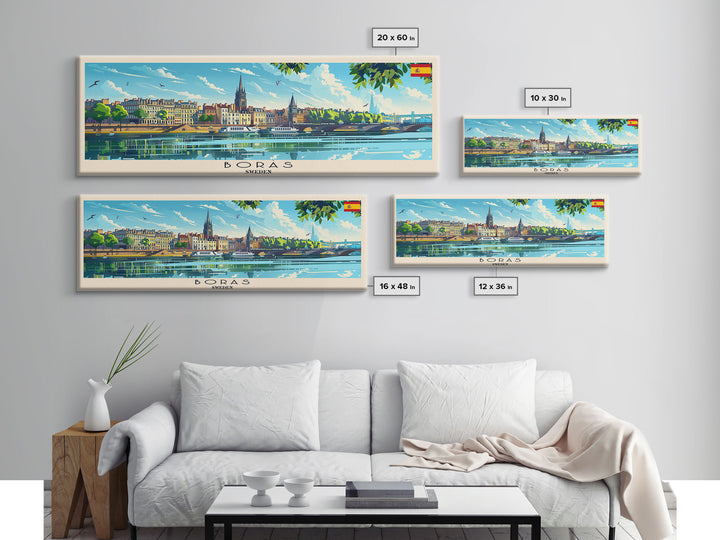 Borås Sweden Travel Art, City Art, Framed Canvas Print or Metal Wall Art, Europe Travel Poster, Panoramic Wall Art, Extra Wide Wall Art