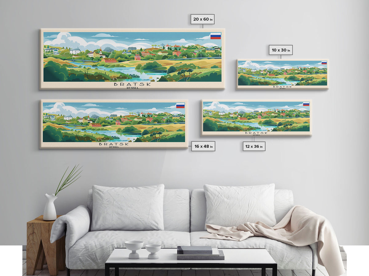 Bratsk Russia Travel Print Wall Art, Panoramic City Art, Travel Art, Wall Decor, Vacation Gift, Framed Canvas Print Or Metal Art