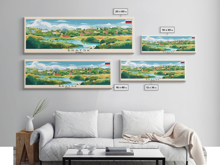 Bratsk Russia Travel Print Wall Art, Panoramic City Art, Travel Art, Wall Decor, Vacation Gift, Framed Canvas Print Or Metal Art